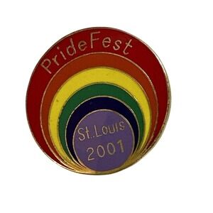 Vintage PrideFest St Louis 2001 Rainbow Enamel Pin LGBTQ STL Souvenir 32mm